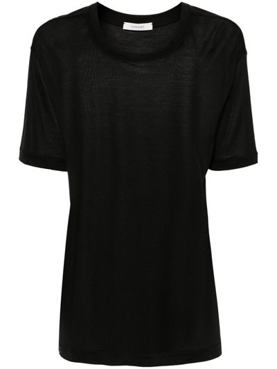 Lemaire Silk T-shirt With Dropped Shoulder In Black