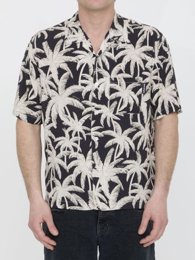 Palm Angels Palms Short Sleeve Shirt In Black