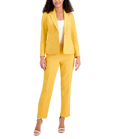 Le Suit Women's Crepe One-button Pantsuit, Regular & Petite Sizes In Golden Sunset