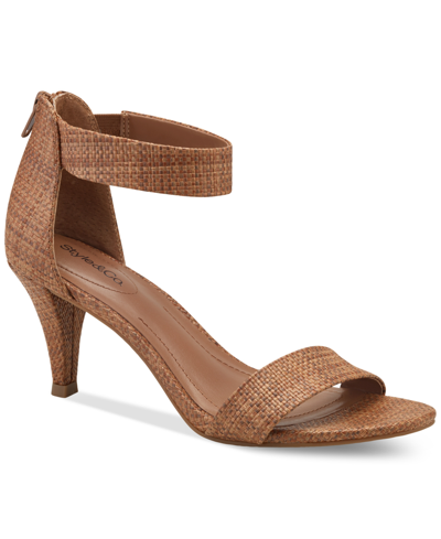 Style & Co Women's Paycee Two-piece Dress Sandals, Created For Macy's In Walnut Raffia