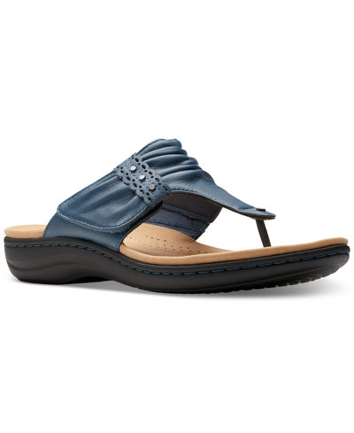 Clarks Laurieann Arla Slouched-style Thong Sandals In Blue Leath