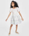 RARE EDITIONS BIG GIRLS FLORAL BUTTERFLY BROCADE PUFF-SLEEVE SOCIAL DRESS, CREATED FOR MACY'S