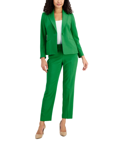 Le Suit Women's Crepe One-button Pantsuit, Regular & Petite Sizes In Verde