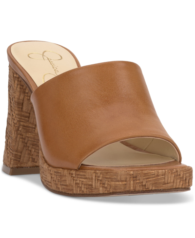 Jessica Simpson Kashet Platform Slide Sandal In Brown Sugar Smooth