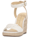 Jessica Simpson Talise Ankle Strap Espadrille Platform Wedge Sandal In Bright White Faux Leather