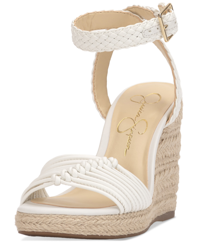 Jessica Simpson Talise Ankle Strap Espadrille Platform Wedge Sandal In Bright White