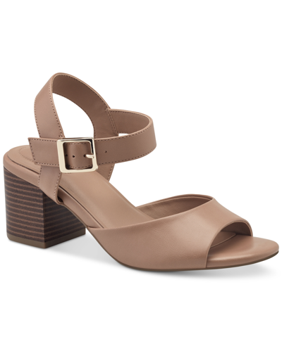 Giani Bernini Women's Townsonn Memory Foam Block Heel Dress Sandals, Created For Macy's In Dk Nude Sm