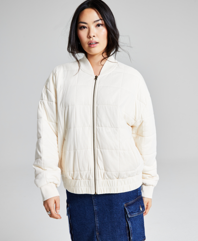 And Now This Women's Washed Quilted Zip-front Jacket, Created For Macy's In Lt Beige