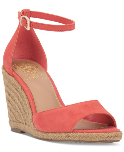 Vince Camuto Felyn Two-piece Espadrille Wedge Sandals In Peach Pop Suede