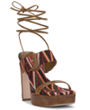 Jessica Simpson Caelia Ankle Wrap Platform Sandal In Warm Multi Polyester