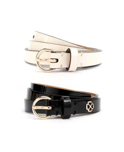 Kate Spade Women's 15mm 2 For 1 Belts Patent In Black Cream