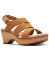 Clarks Seannah Glow Clog-style Block Heel Sandals In Walnut Sue