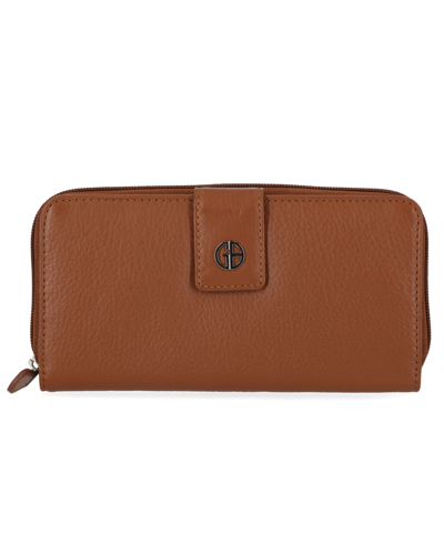 Giani Bernini Softy Leather All In One Wallet, Created For Macy's In Cognac,silver