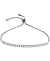 Macy's Lab-grown Sapphire (5/8 Ct. T.w) & White Sapphire (5/8 Ct. T.w.) Bolo Bracelet In Sterling Silver (a In White Sapphire