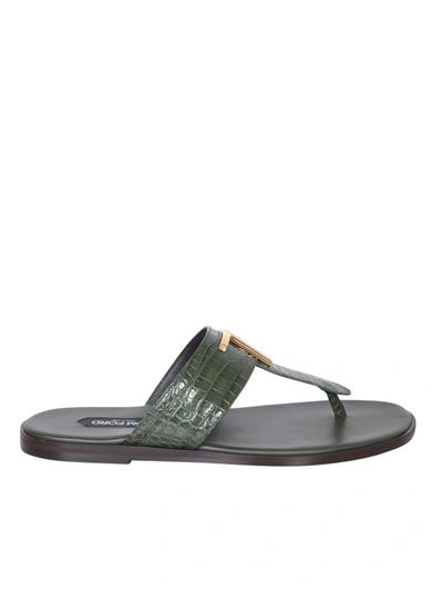 Tom Ford Leather Sandals By  In Grey