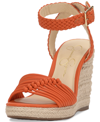 Jessica Simpson Talise Ankle Strap Espadrille Platform Wedge Sandal In Tangerine Faux Leather