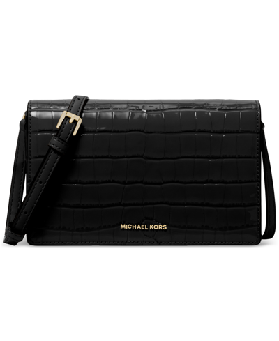 Michael Kors Michael  Jet Set Medium Flap Crossbody In Black