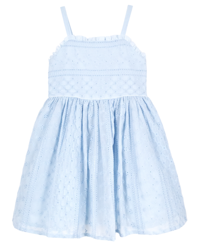Pink & Violet Kids' Little Girls Allover Embroidered Chiffon Dress In Blue