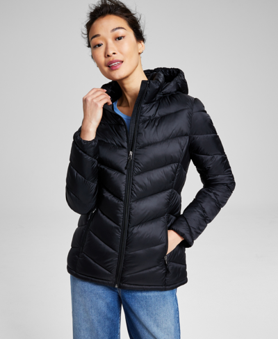 Charter Club Women's Packable Hooded Puffer Coat, Created For Macy's In Black