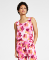 BAR III WOMEN'S FLORAL-PRINT TEXTURED TANK TOP, CREATED FOR MACY'S