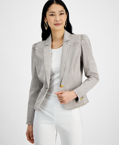 Inc International Concepts Women's Denim Blazer, Created For Macy's In Steamy Grey