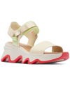 Sorel Women's Kinetic Impact Ankle-strap Sport Platform Sandals In Honey White,luminous Lime