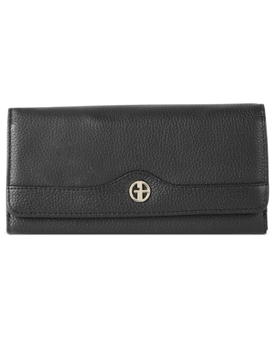 Giani Bernini Pebble Leather Receipt Wallet, Created For Macy's In Black,silver