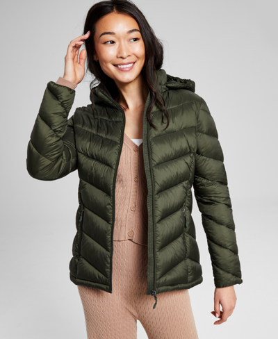 Charter Club Women's Packable Hooded Puffer Coat, Created For Macy's In Loden