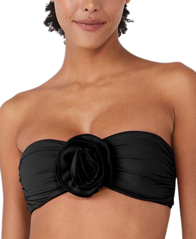 Kate Spade Women's Rosette-detail Convertible Bandeau Bikini Top In Black