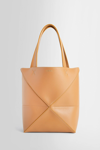 Loewe Puzzle Fold Medium Tote Bag In Shiny Leather In Brown