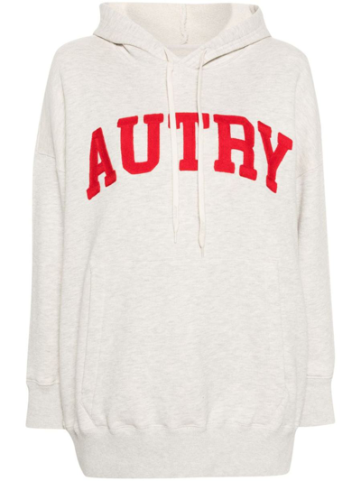 AUTRY AUTRY LOGO-EMBROIDERED MÉLANGE HOODIE