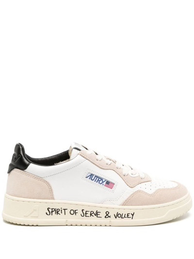 Autry Medalist Leather Sneakers In Wht/snd/blk