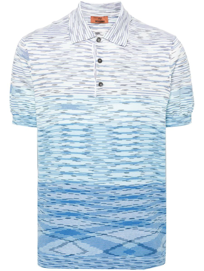 Missoni Slub Cotton Polo Shirt In Gnawed Blue