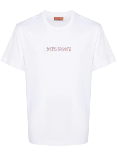 Missoni T-shirt With Embroidery In White