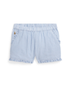 Polo Ralph Lauren Kids' Toddler And Little Girls Striped Ruffled Cotton Seersucker Shorts In Blue/white