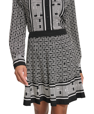 Karl Lagerfeld Women's Mix Geo-print Pleated Skirt In Black,white Combo