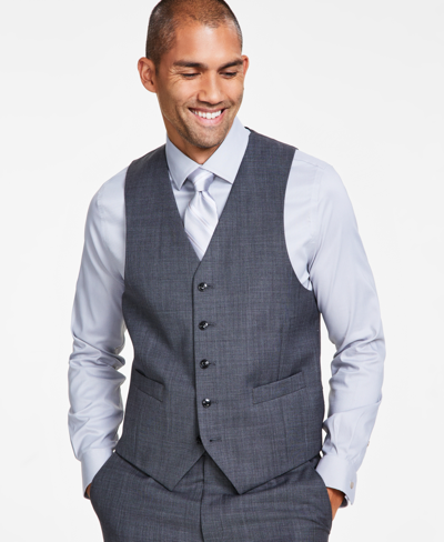 Michael Kors Men's Classic-fit Wool-blend Stretch Solid Suit Vest In Mid Grey