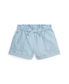 Polo Ralph Lauren Toddler And Little Girls Cotton Chambray Camp Shorts In Medium Wash