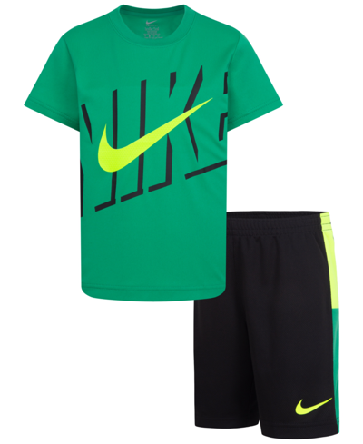 Nike Kids' Little Boys Icon T-shirt And Mesh Shorts, 2 Piece Set In Black