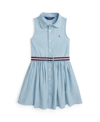 POLO RALPH LAUREN TODDLER AND LITTLE GIRLS BELTED COTTON CHAMBRAY SHIRTDRESS