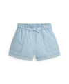Polo Ralph Lauren Big Girls Cotton Chambray Camp Shorts In Medium Wash