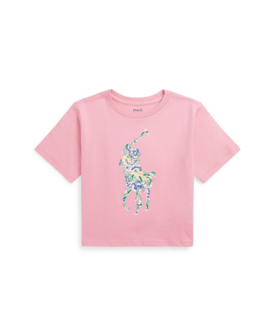 Polo Ralph Lauren Kids' Toddler And Little Girls Floral Big Pony Cotton Jersey Boxy T-shirt In Florida Pink