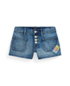 POLO RALPH LAUREN TODDLER AND LITTLE GIRLS PATCHWORK COTTON DENIM SHORTS