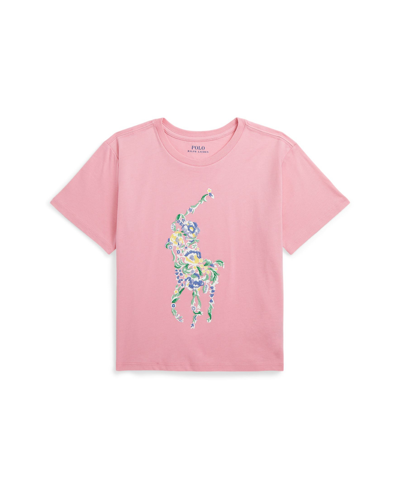 Polo Ralph Lauren Kids' Big Girls Floral Big Pony Cotton Jersey Boxy T-shirt In Florida Pink