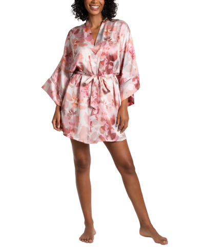 Midnight Bakery Women's Marion Floral Satin Robe In White