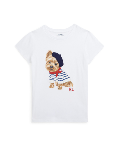 Polo Ralph Lauren Kids' Big Girls Dog-print Cotton Jersey T-shirt In White