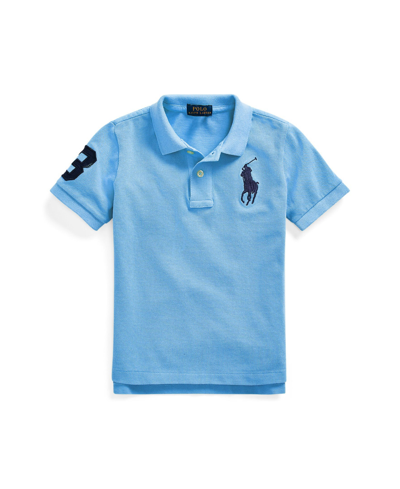 Polo Ralph Lauren Kids' Big Boys Big Pony Cotton Mesh Polo Shirt In New England Blue
