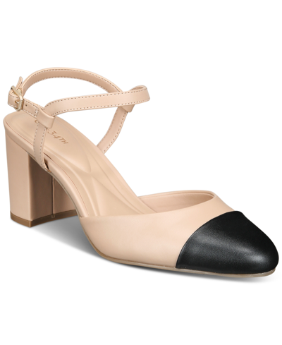On 34th Women's Dotti Captoe Pumps, Created For Macy's In Nude,black Smooth