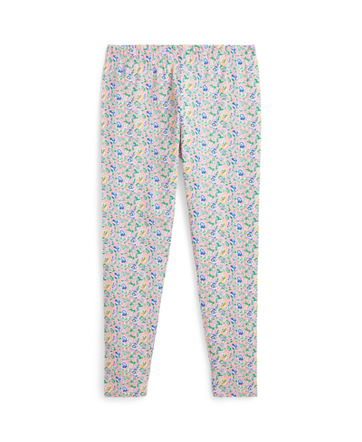 Polo Ralph Lauren Kids' Big Girls Floral Stretch Jersey Leggings In Beneda Floral Pink,vista Blue