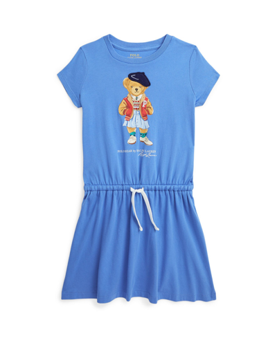 Polo Ralph Lauren Kids' Toddler And Little Girls Polo Bear Cotton Jersey Dress In New England Blue